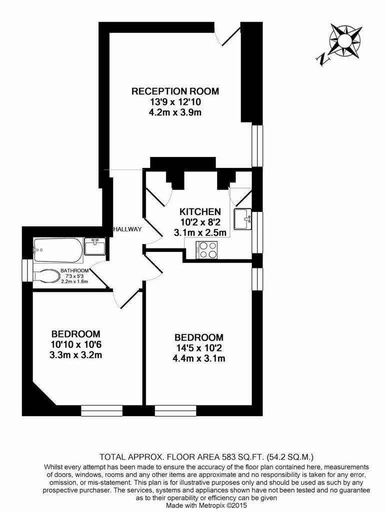 2 bedroom flat to rent - floorplan