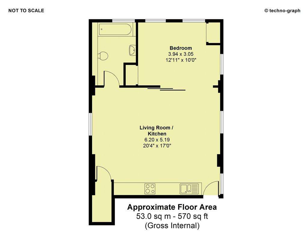 1 bedroom flat to rent - floorplan