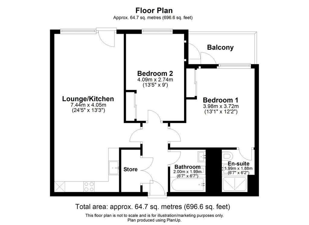 2 bedroom flat to rent - floorplan