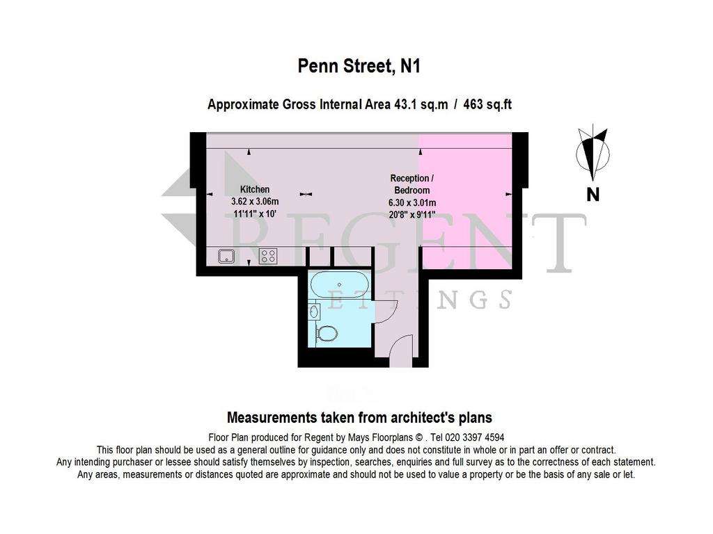 Studio flat to rent - floorplan