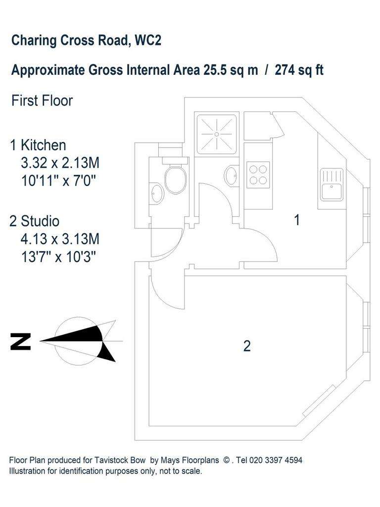 Studio flat to rent - floorplan