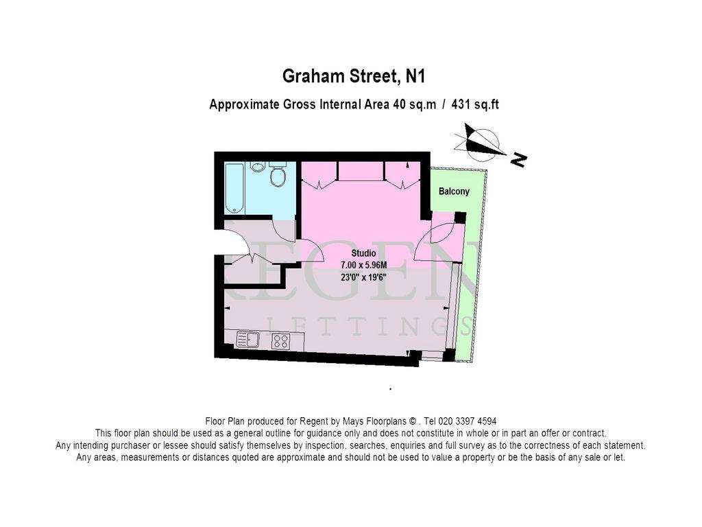 Studio flat to rent - floorplan