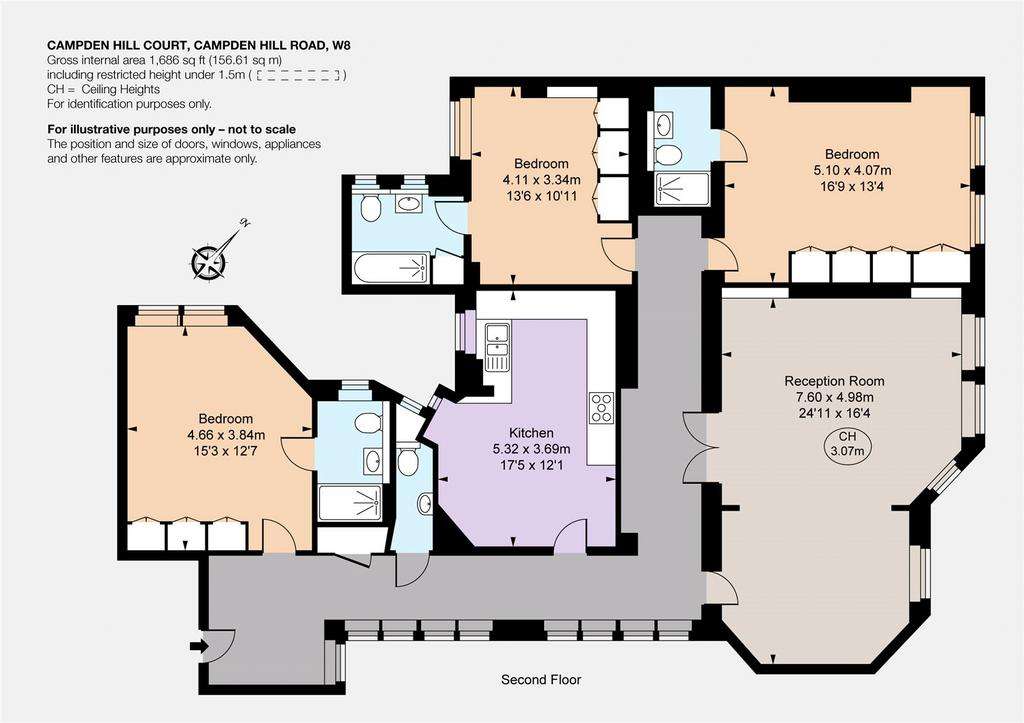 3 bedroom flat to rent - floorplan