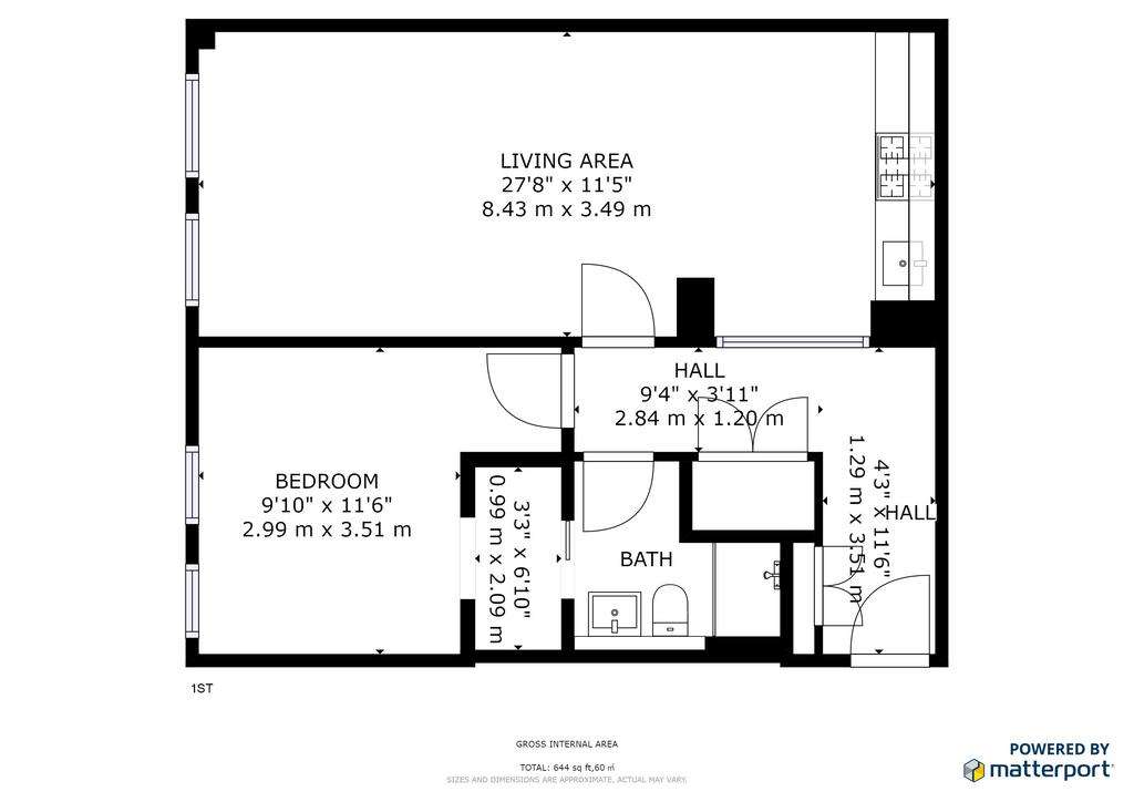 1 bedroom flat to rent - floorplan