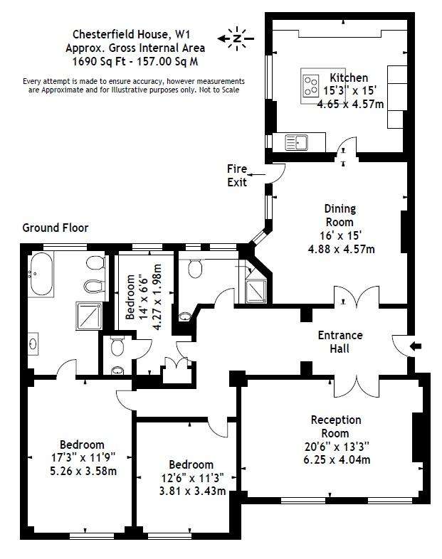 2 bedroom flat to rent - floorplan