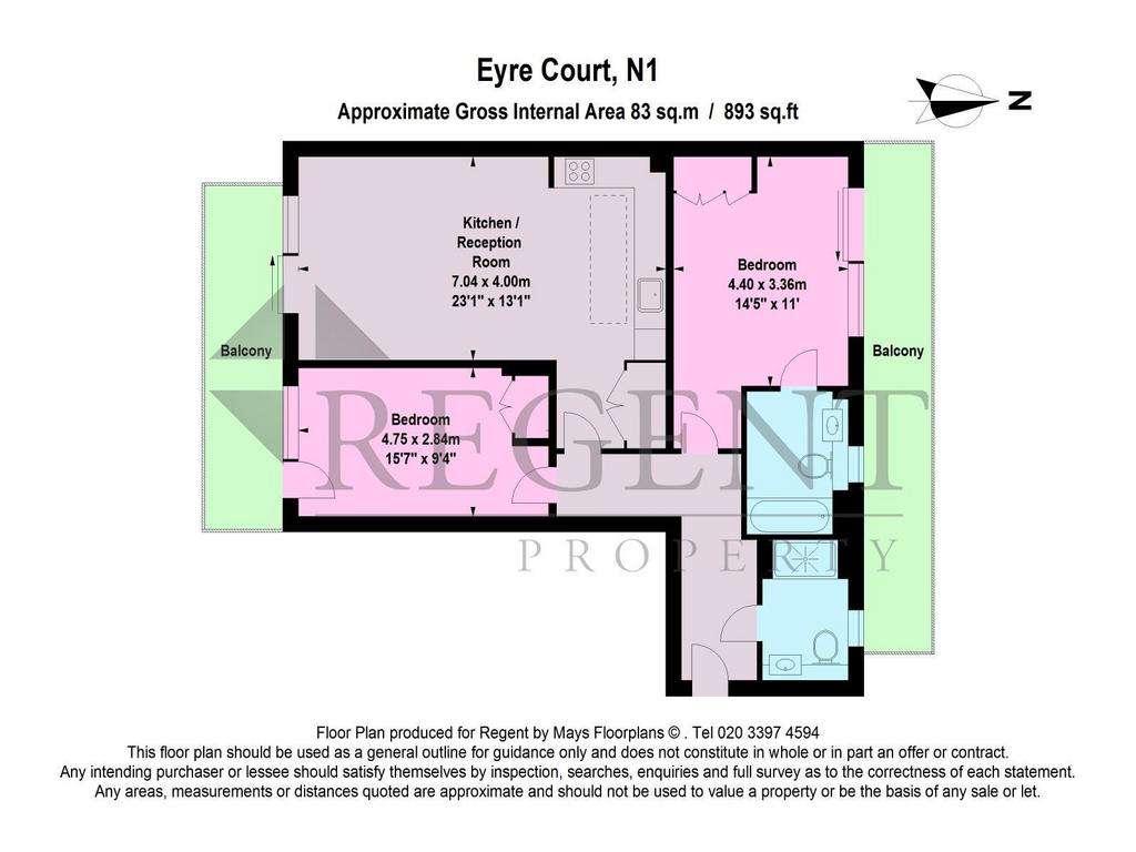 2 bedroom flat to rent - floorplan