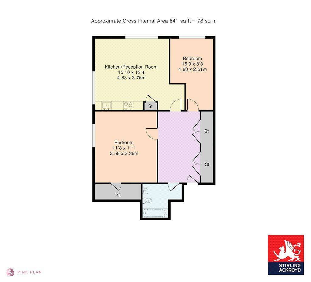 2 bedroom flat to rent - floorplan