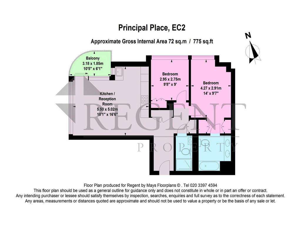 2 bedroom flat to rent - floorplan