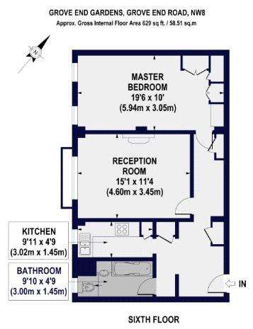 1 bedroom flat to rent - floorplan