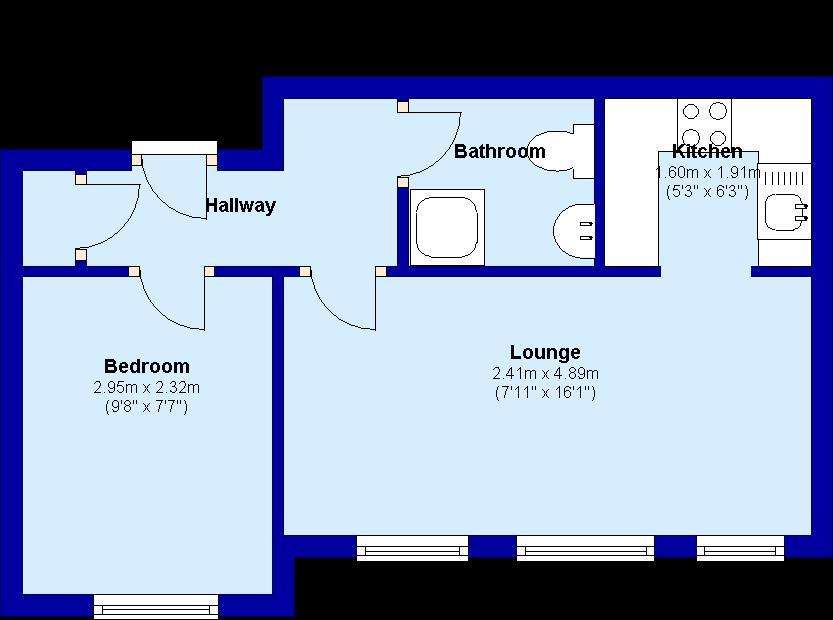 1 bedroom flat to rent - floorplan