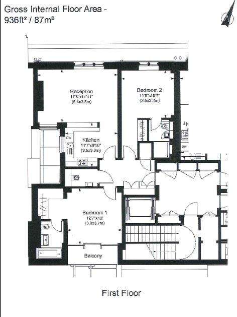 2 bedroom flat to rent - floorplan