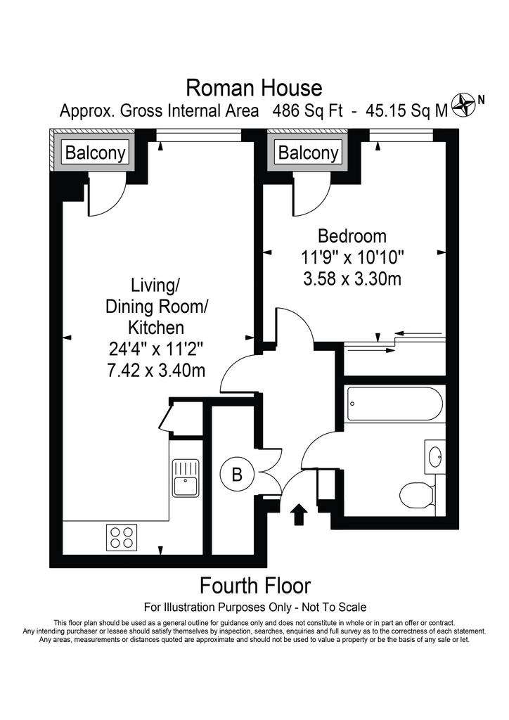 1 bedroom flat to rent - floorplan