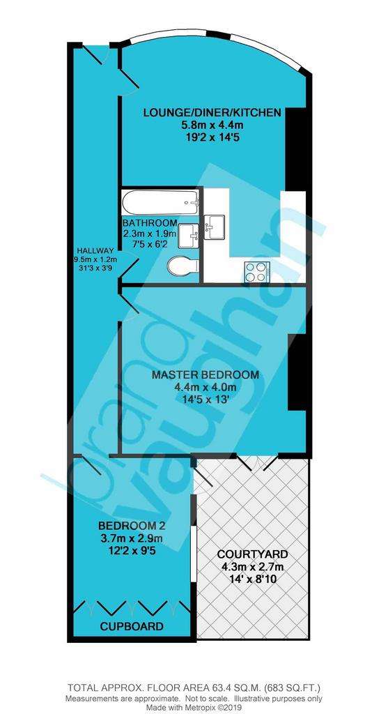 2 bedroom flat to rent - floorplan