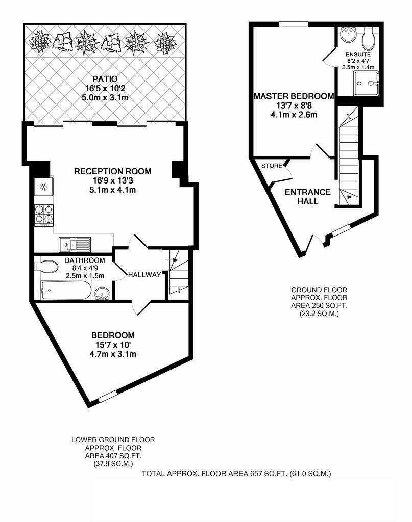 2 bedroom flat to rent - floorplan