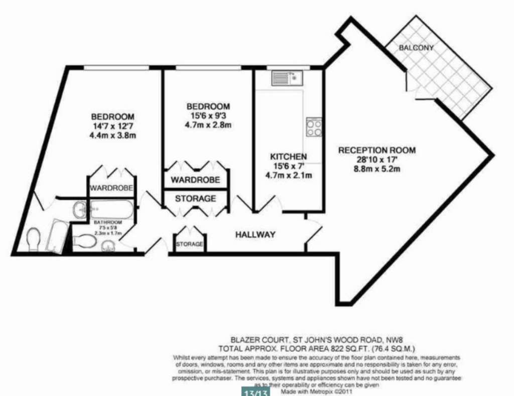 2 bedroom flat to rent - floorplan