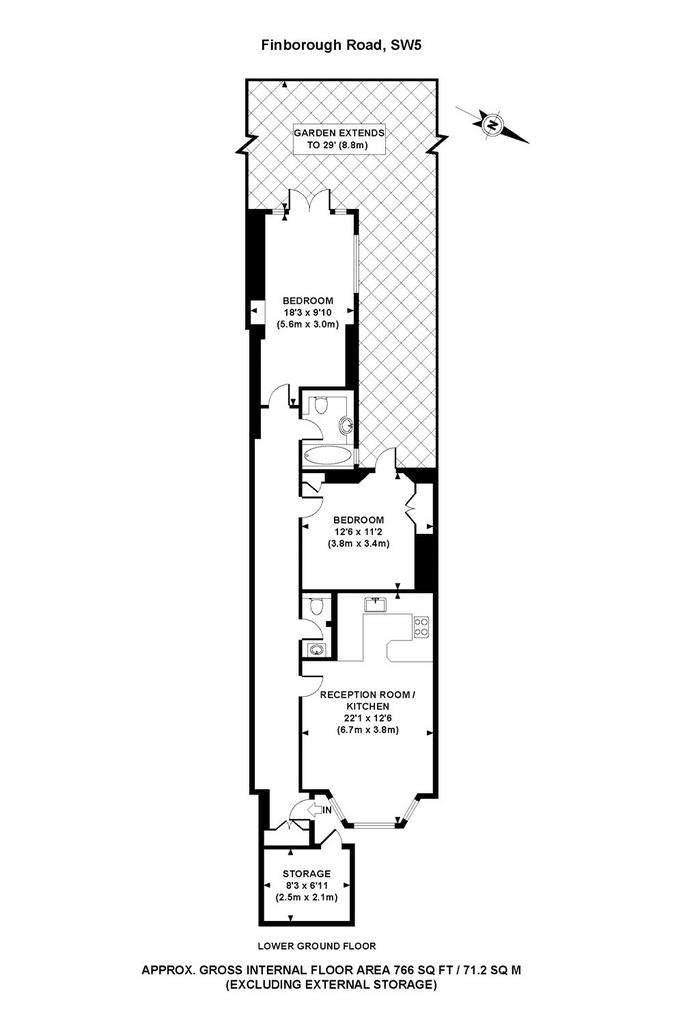 2 bedroom flat to rent - floorplan