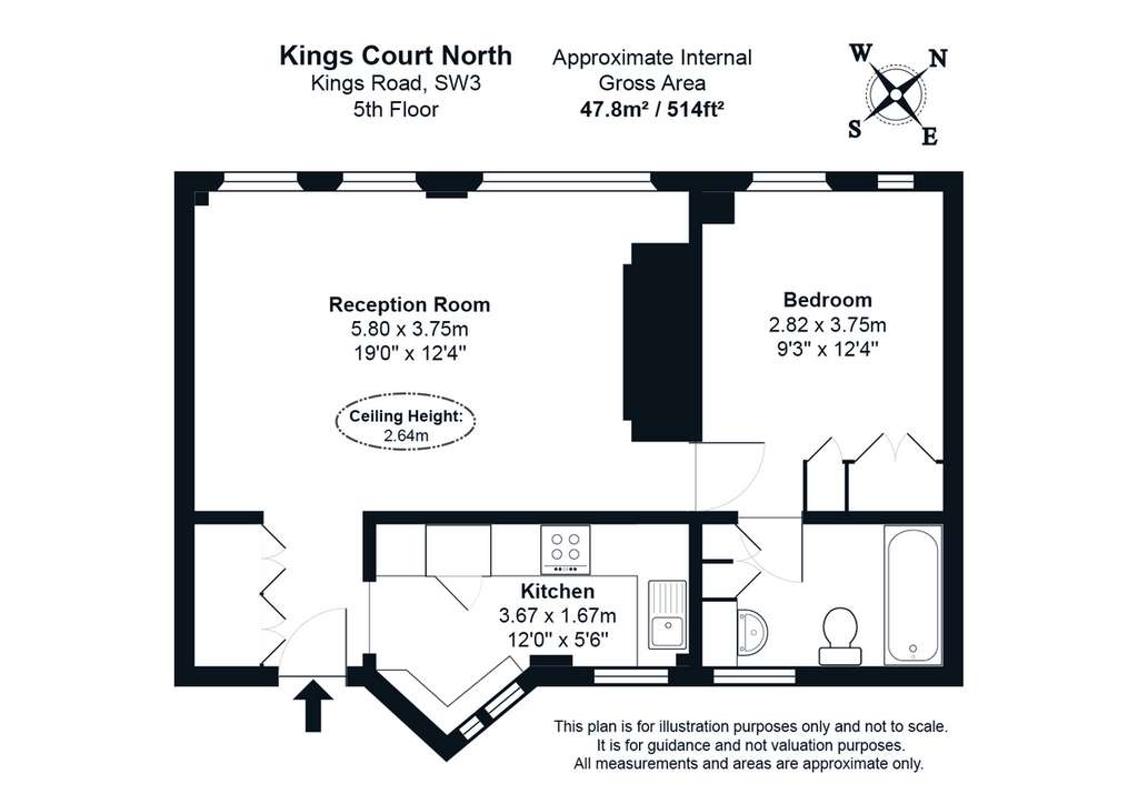 1 bedroom flat to rent - floorplan