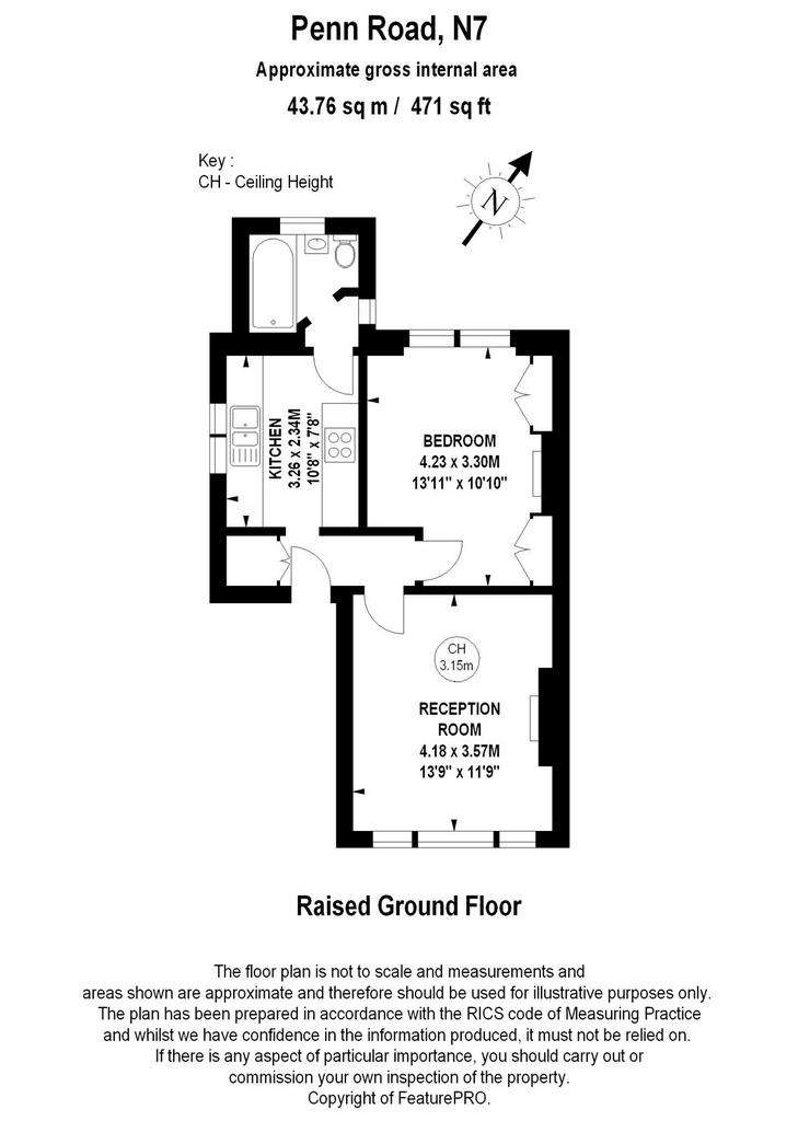 1 bedroom flat to rent - floorplan