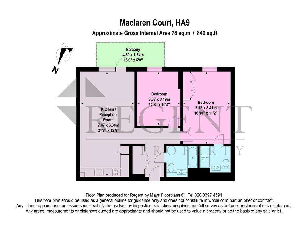 2 bedroom flat to rent - floorplan