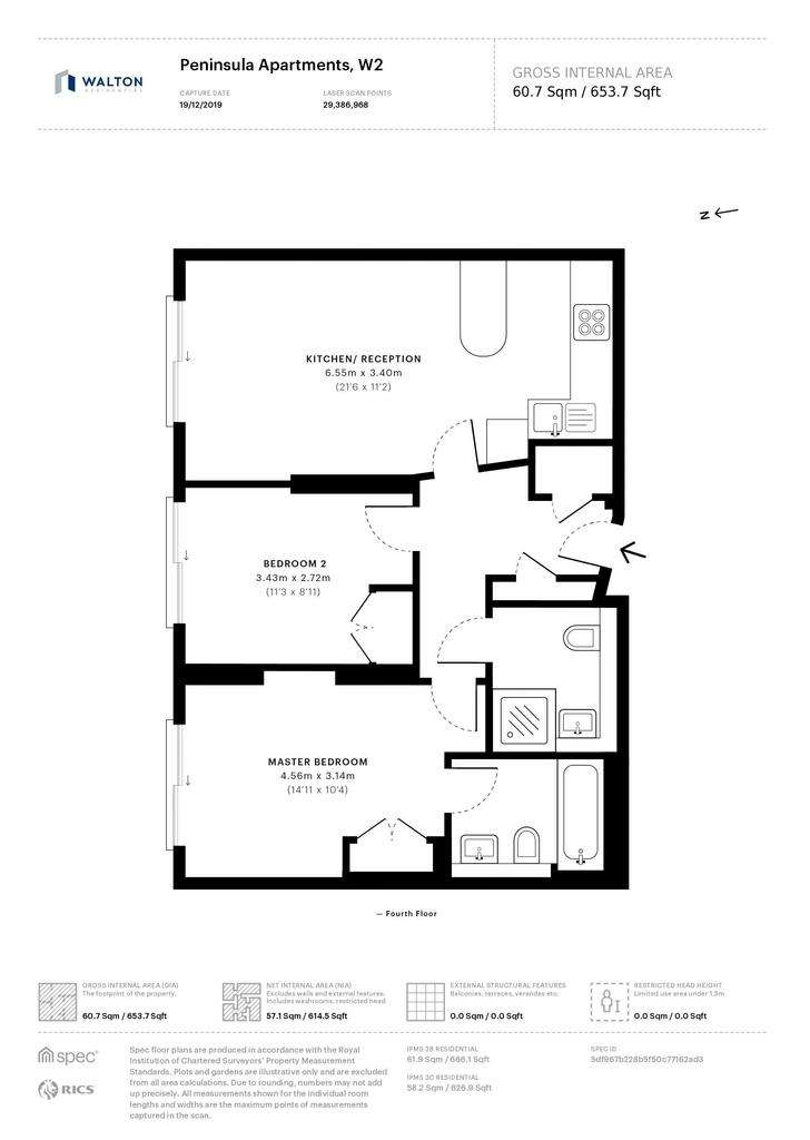 2 bedroom flat to rent - floorplan