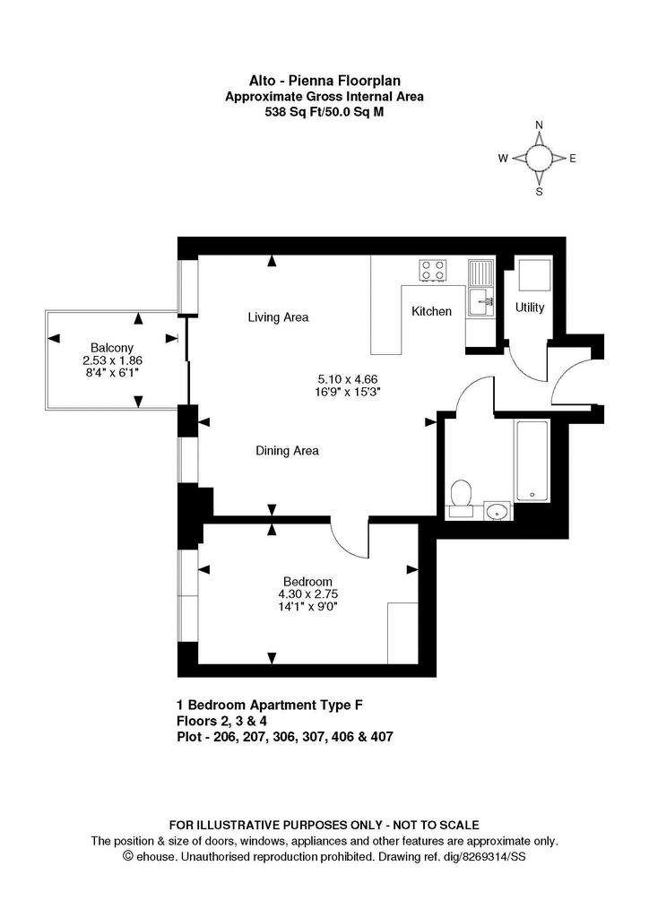 1 bedroom flat to rent - floorplan