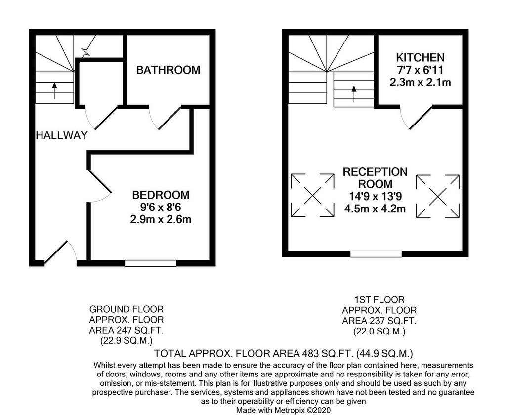 1 bedroom terraced house to rent - floorplan