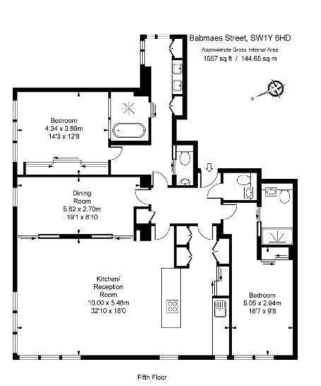 3 bedroom flat to rent - floorplan