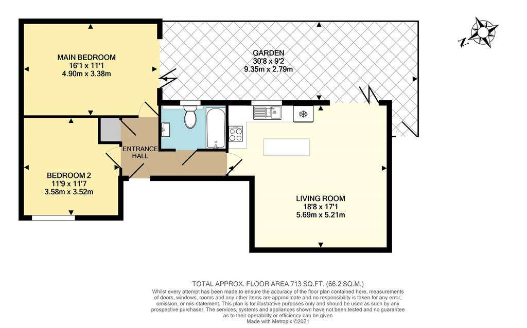 2 bedroom flat to rent - floorplan