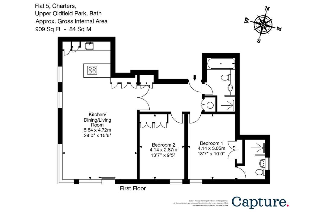 2 bedroom flat to rent - floorplan