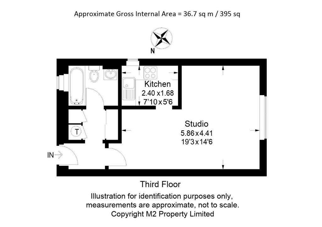 Studio flat to rent - floorplan