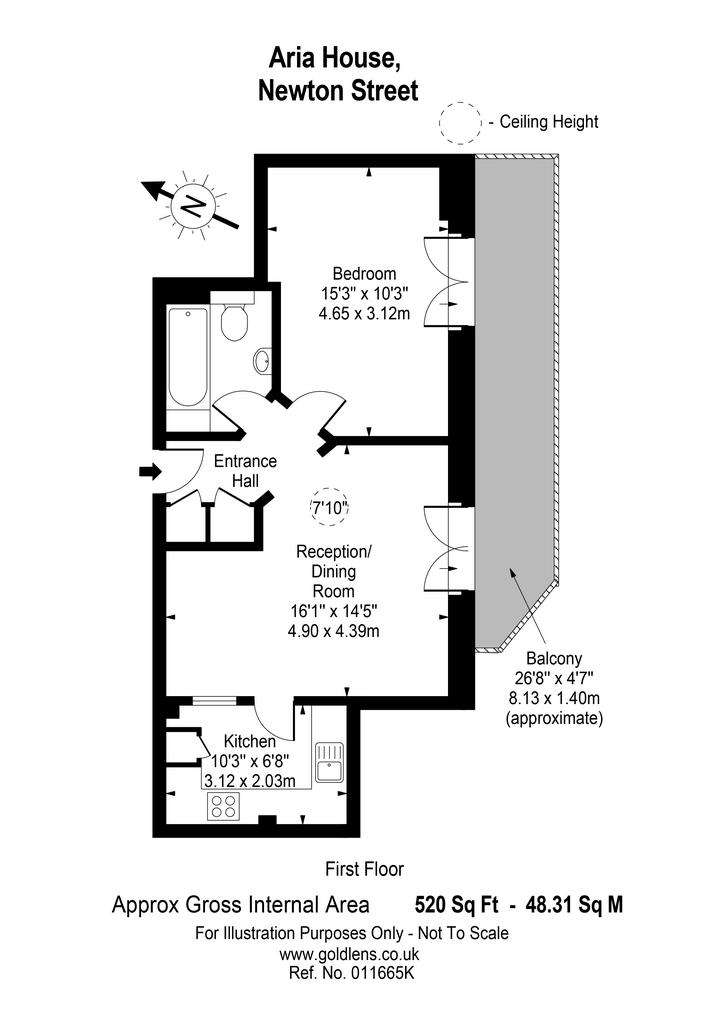 1 bedroom flat to rent - floorplan