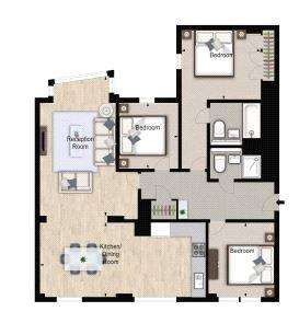 3 bedroom flat to rent - floorplan