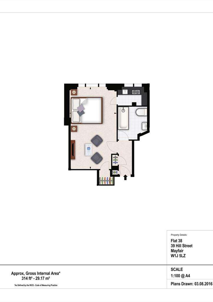 Studio flat to rent - floorplan