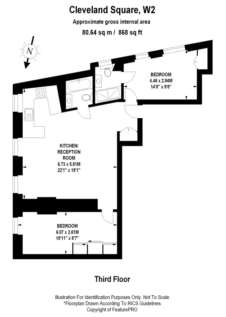 2 bedroom flat to rent - floorplan