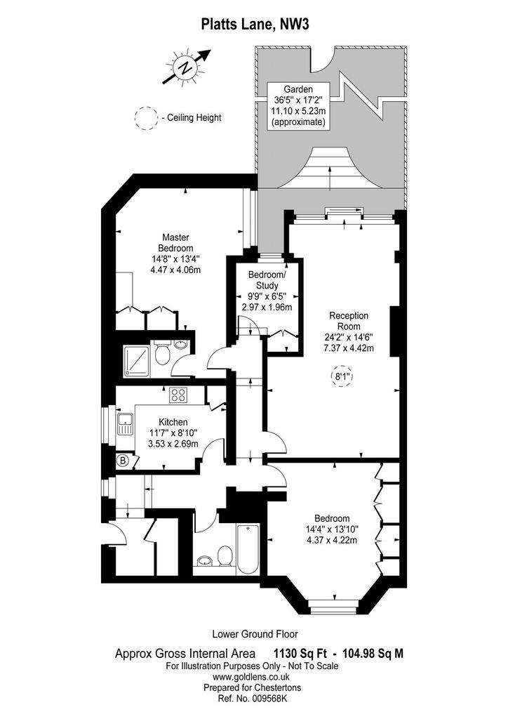 3 bedroom flat to rent - floorplan