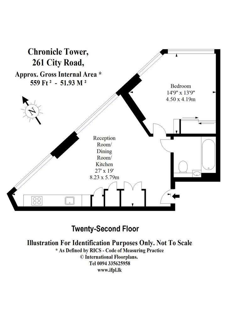 1 bedroom flat to rent - floorplan