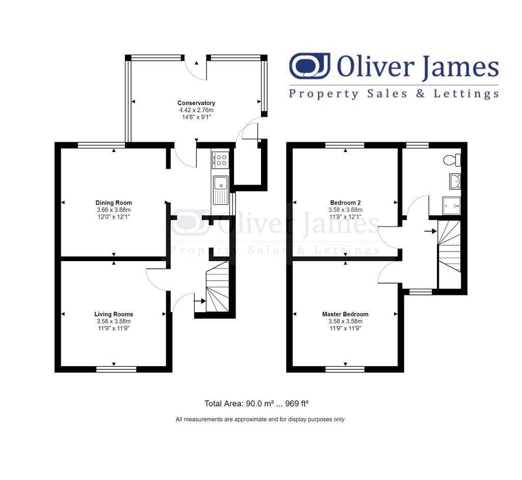 2 bedroom semi-detached house to rent - floorplan