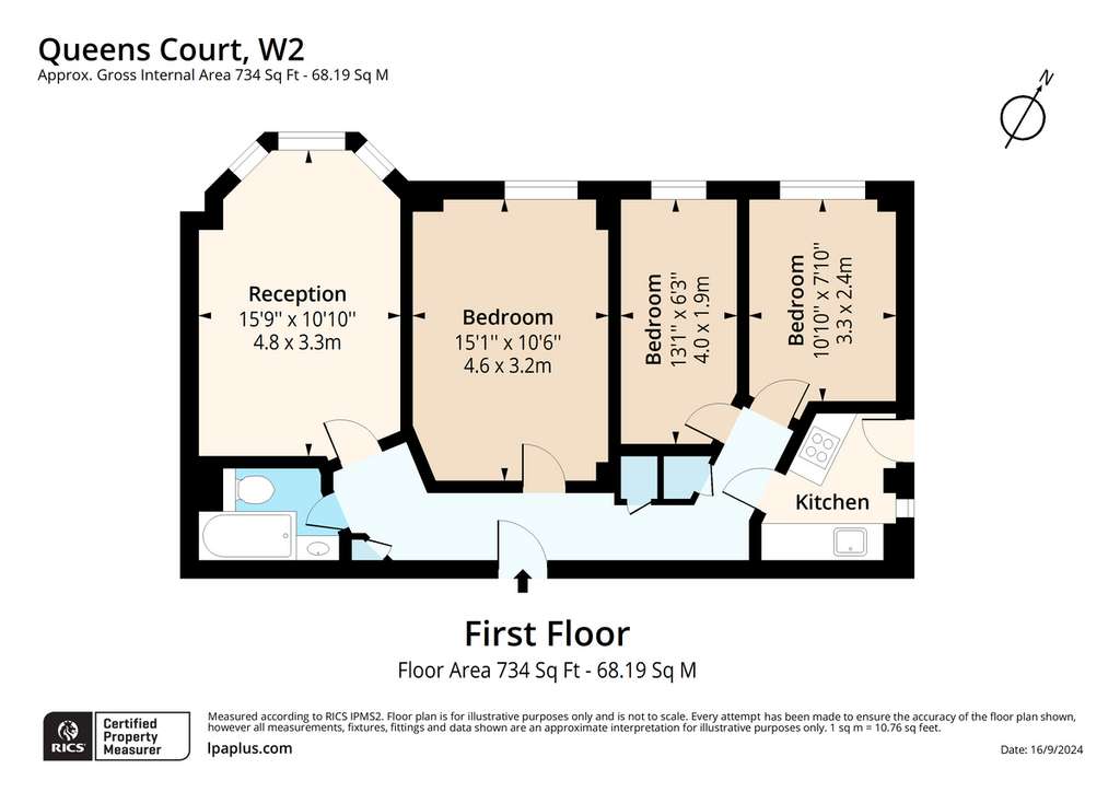 3 bedroom flat to rent - floorplan