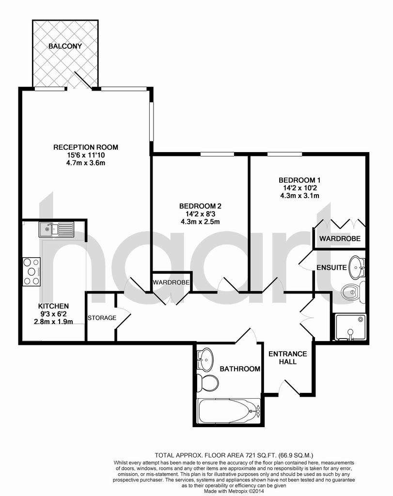 2 bedroom flat to rent - floorplan