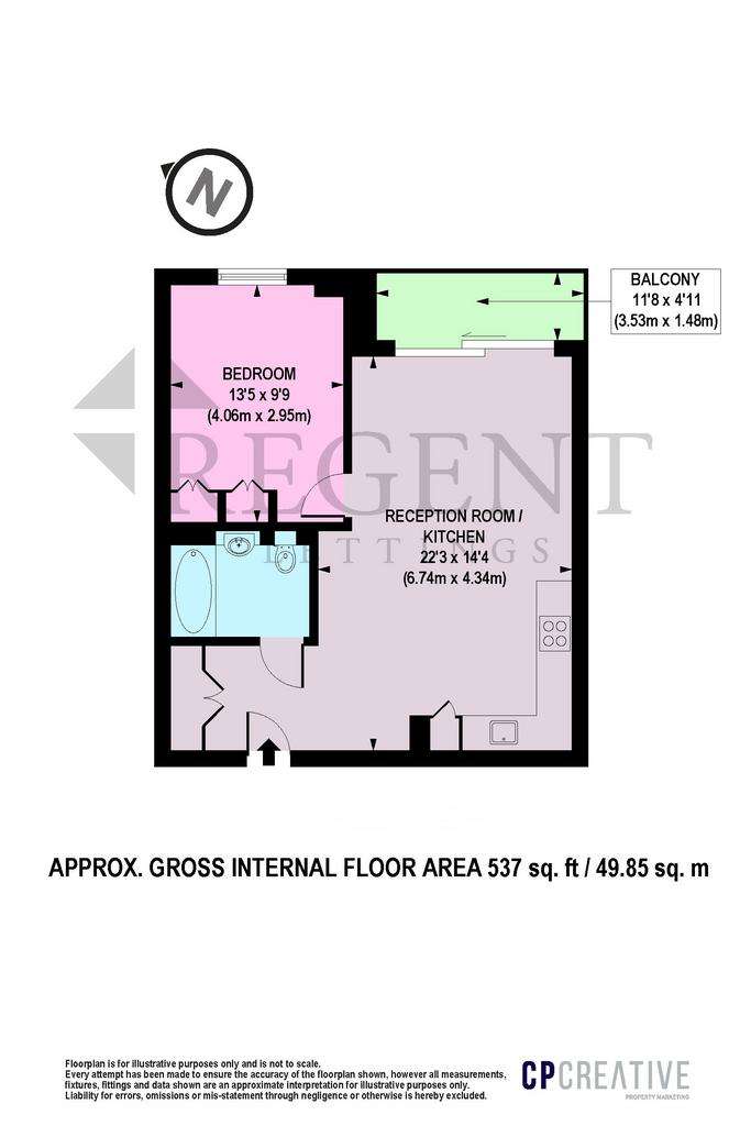 1 bedroom flat to rent - floorplan