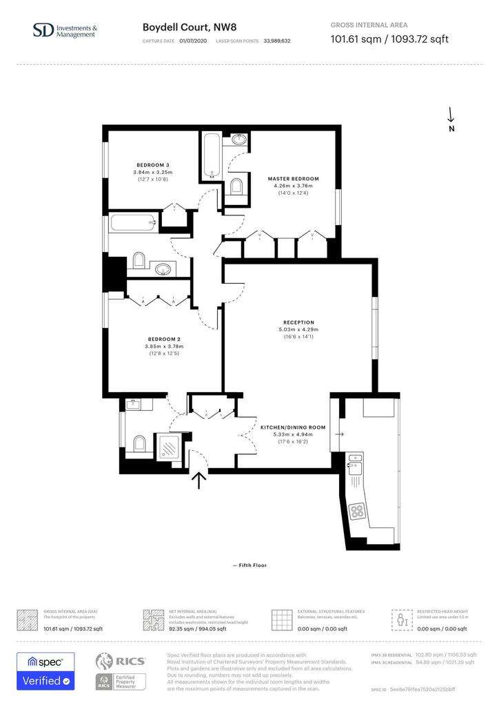 3 bedroom flat to rent - floorplan