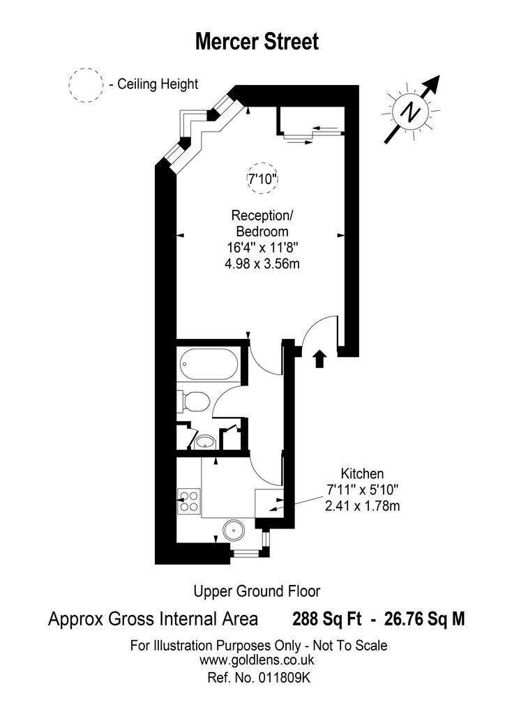 Studio flat to rent - floorplan