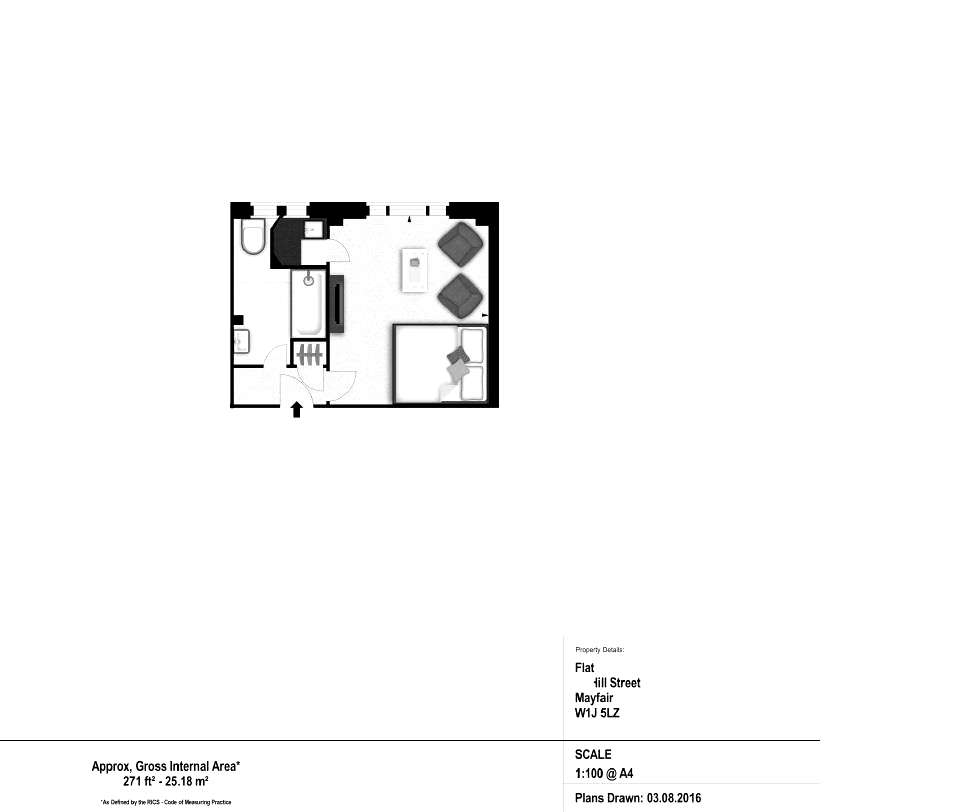 Studio flat to rent - floorplan