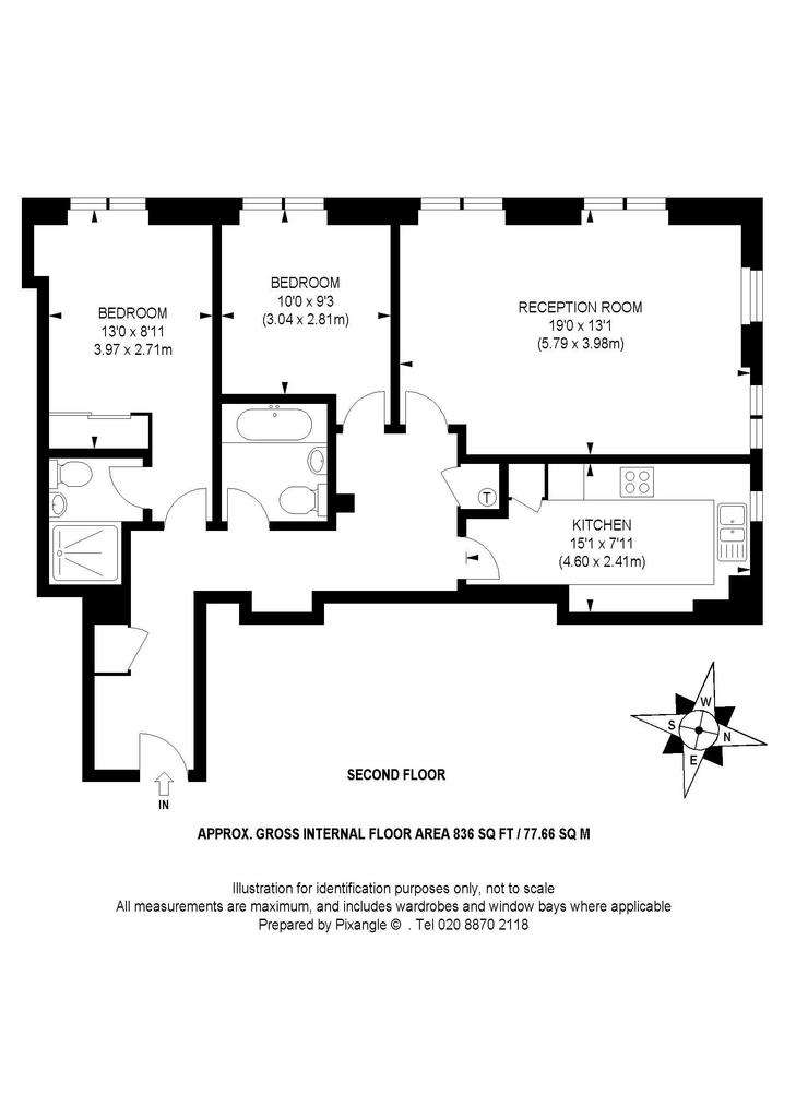 2 bedroom flat to rent - floorplan