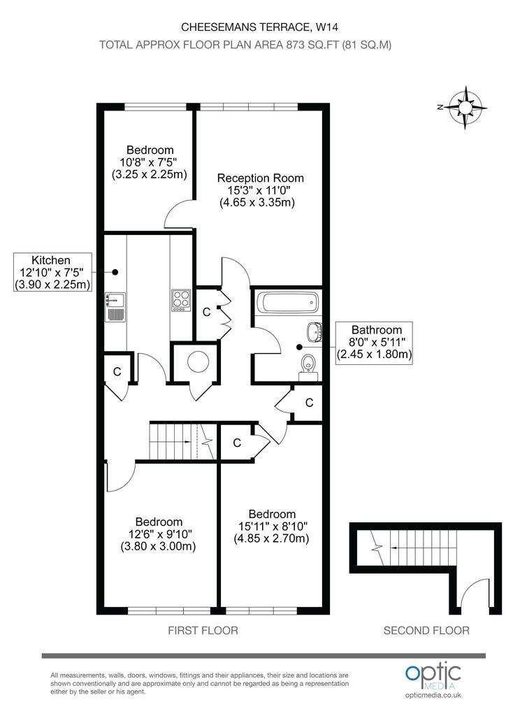 3 bedroom flat for sale - floorplan