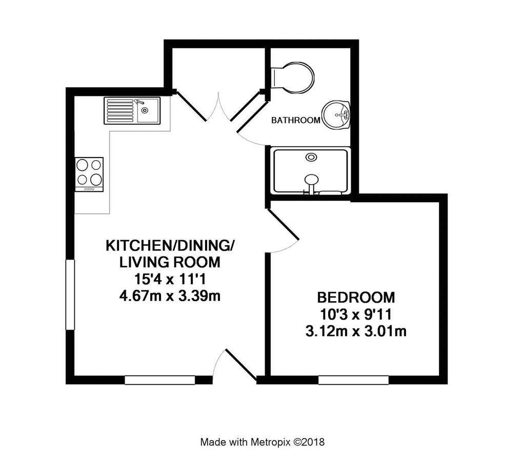 1 bedroom flat to rent - floorplan