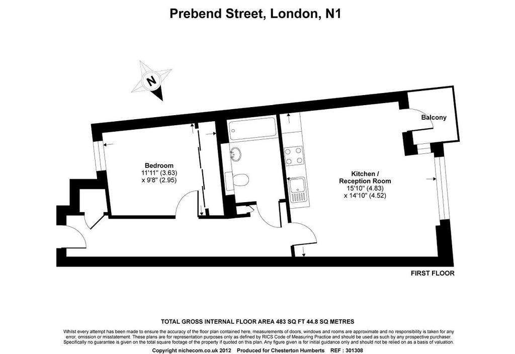 1 bedroom flat to rent - floorplan