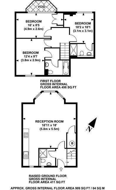 3 bedroom flat to rent - floorplan