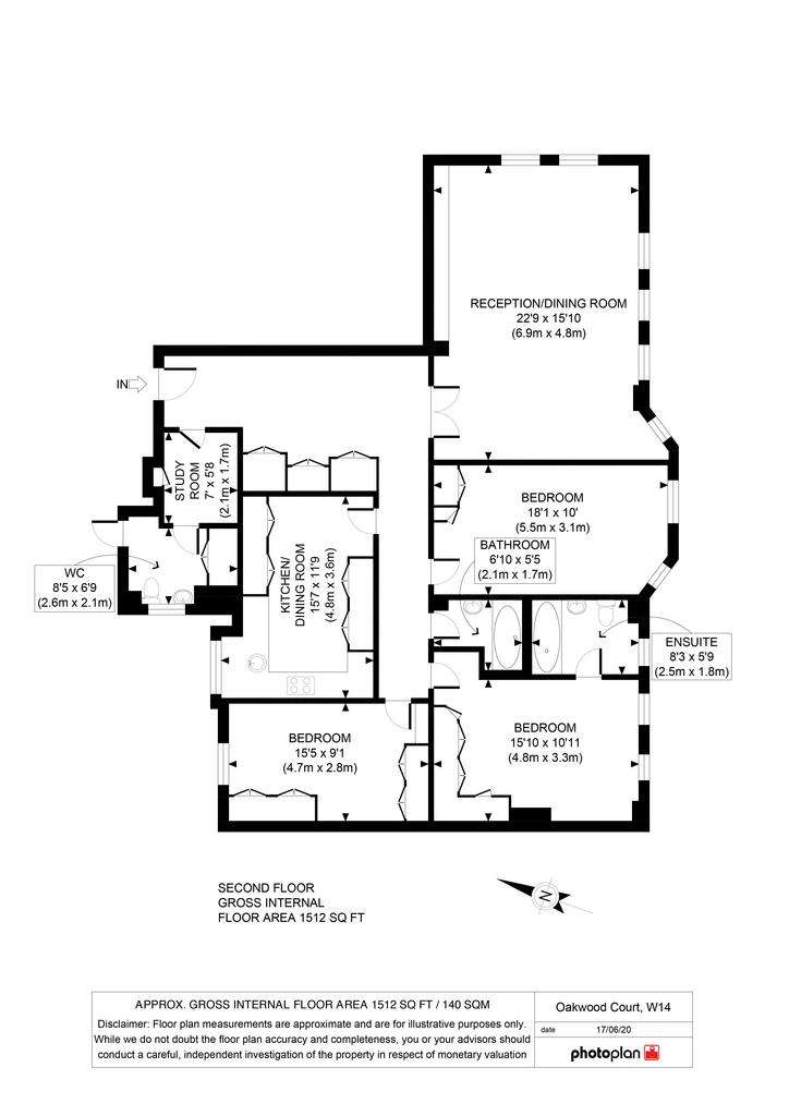 3 bedroom flat to rent - floorplan