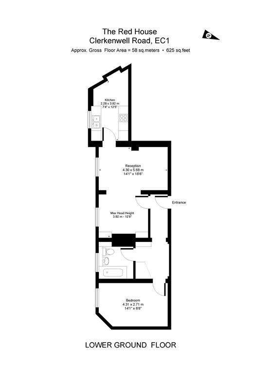 1 bedroom flat to rent - floorplan